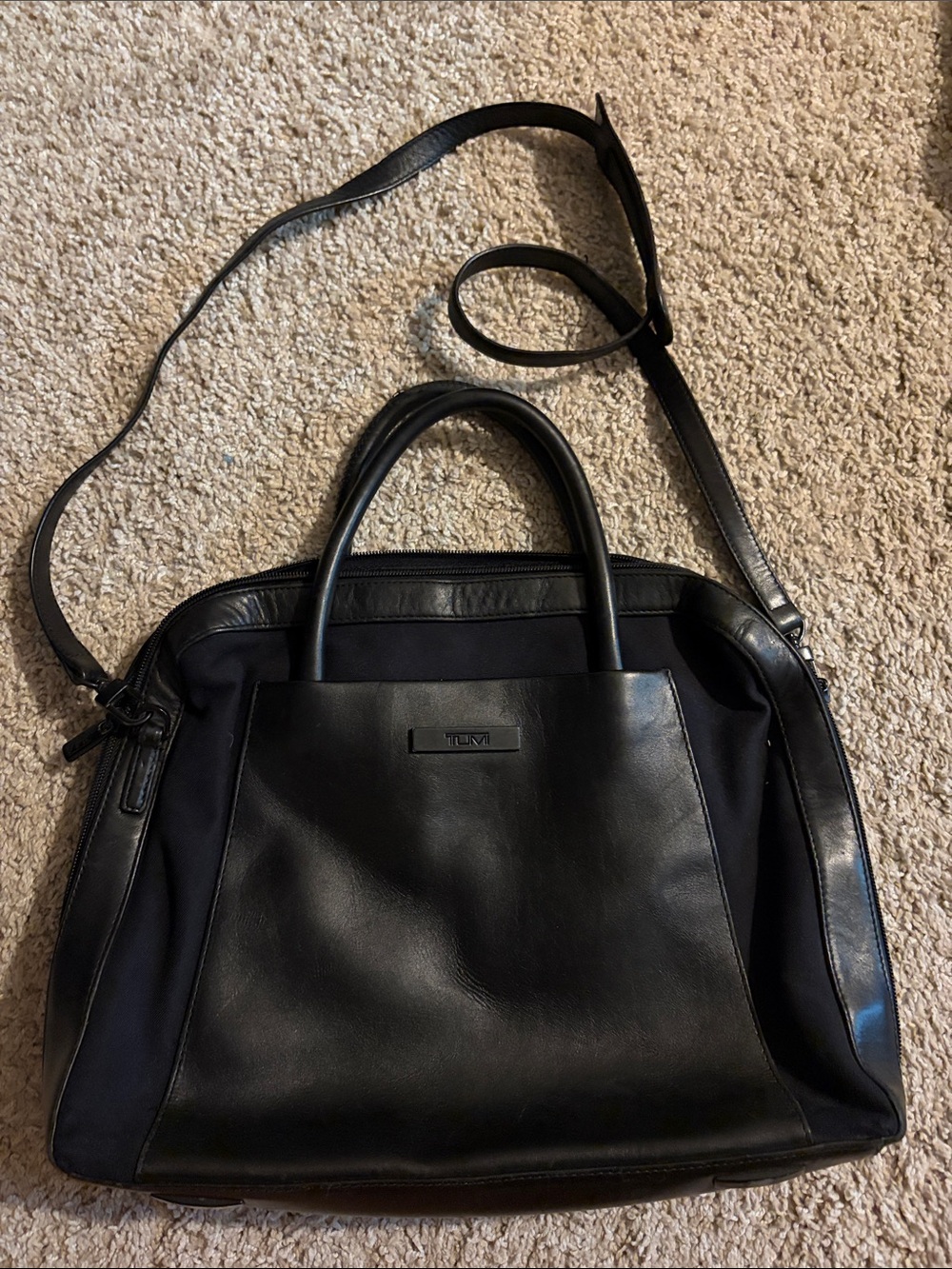 Tumi Black Leather & Nylon Bag